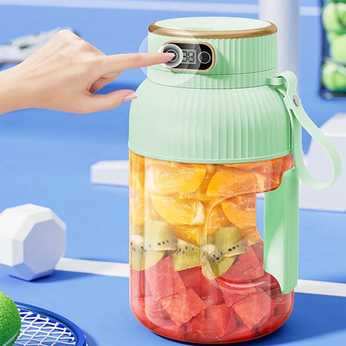 Draagbare elektrische fruitpers, blender, sapcentrifuge, shaker, smoothiemaker - groen