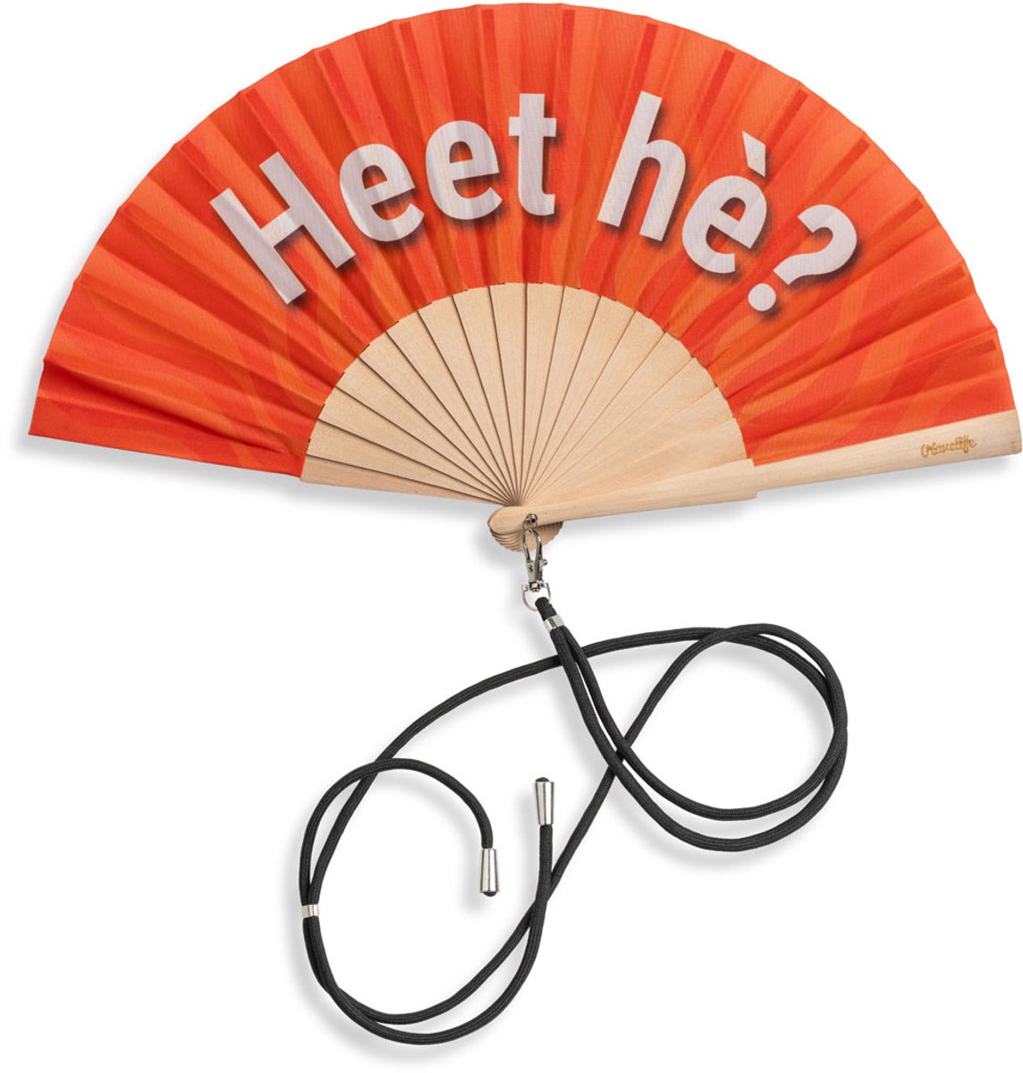 Ravelife - Festival Neckfan - Oranje handwaaier met koord - Hout - Heet hé?