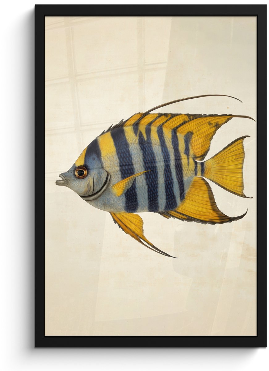 FrameYourWall Poster in lijst - Fotolijst 40x60 cm - Posters - Vis - Sierlijk - Vinnen - Illustratie - Posterlijst zwart - Decoratie - Wanddecoratie woonkamer - Muurdecoratie slaapkamer
