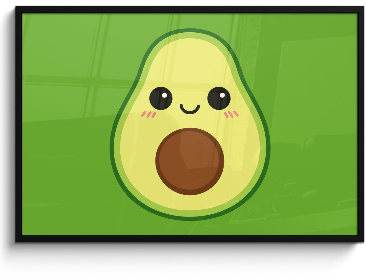 FrameYourWall Poster in lijst - Fotolijst 120x80 cm - Posters - Avocado - Groen - Speels - Posterlijst zwart - Decoratie - Wanddecoratie woonkamer - Muurdecoratie slaapkamer