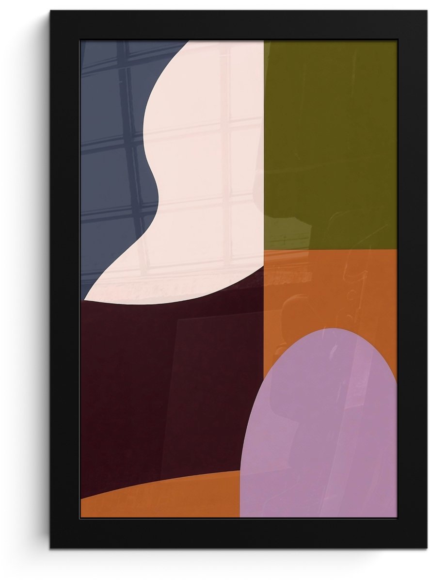 FrameYourWall Poster in lijst - Fotolijst 20x30 cm - Posters - Vormen - Abstract - Kleuren - Vierkant - Posterlijst zwart - Decoratie - Wanddecoratie woonkamer - Muurdecoratie slaapkamer