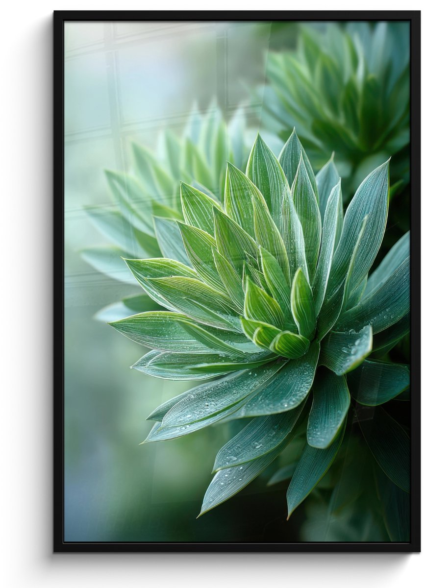 FrameYourWall Poster in lijst - Fotolijst 80x120 cm - Posters - Blad - Plant - Groen - Textuur - Posterlijst zwart - Decoratie - Wanddecoratie woonkamer - Muurdecoratie slaapkamer