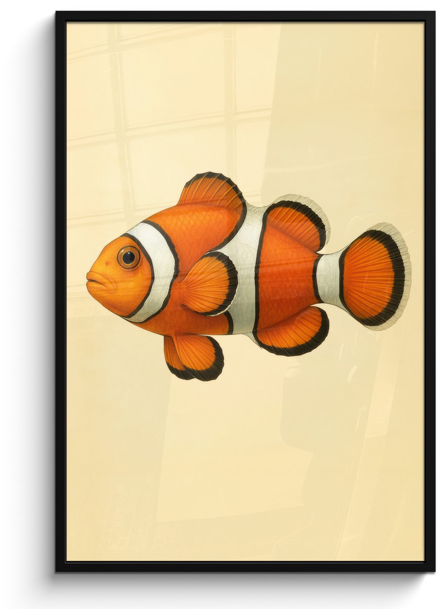 FrameYourWall Poster in lijst - Fotolijst 80x120 cm - Posters - Vis - Oranje - Strepen - Posterlijst zwart - Decoratie - Wanddecoratie woonkamer - Muurdecoratie slaapkamer