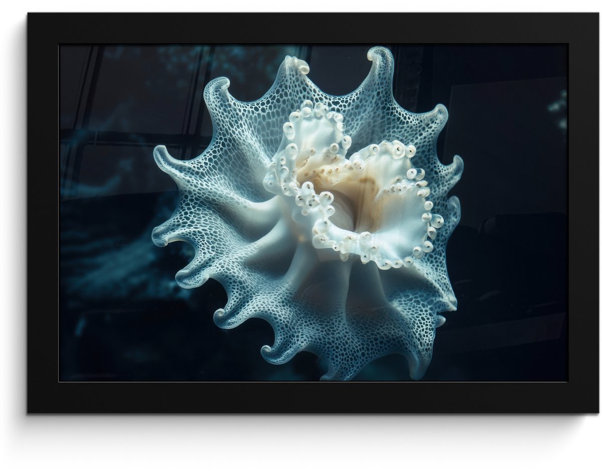 FrameYourWall Poster in lijst - Fotolijst 30x20 cm - Posters - Zeewezen - Wit - Golven - Water - Posterlijst zwart - Decoratie - Wanddecoratie woonkamer - Muurdecoratie slaapkamer