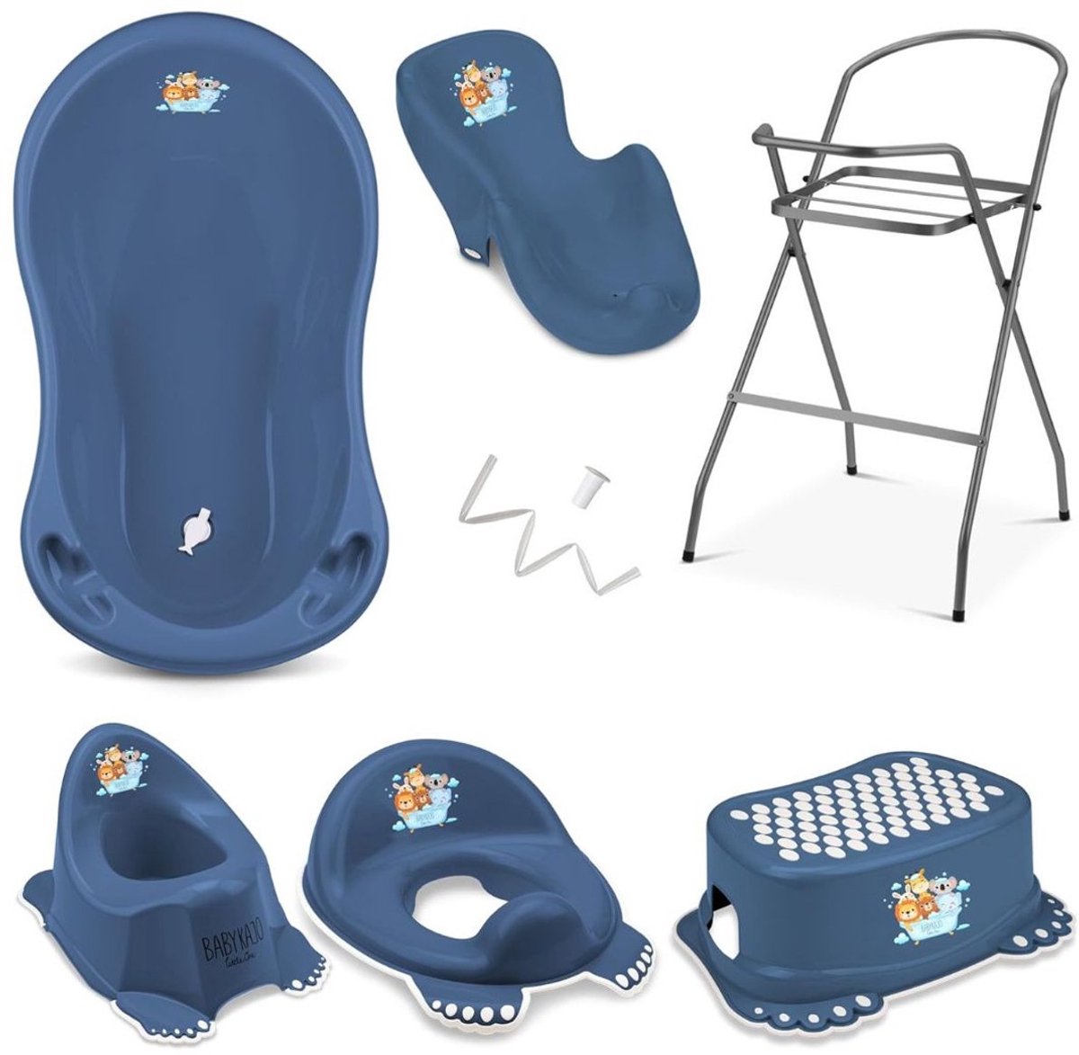Thuys – Baby Badje – Met Standaard – Inklapbaar Bad – Met Badzitje – 7 Stucks – 86 x 27 x 86cm – Donkerblauw