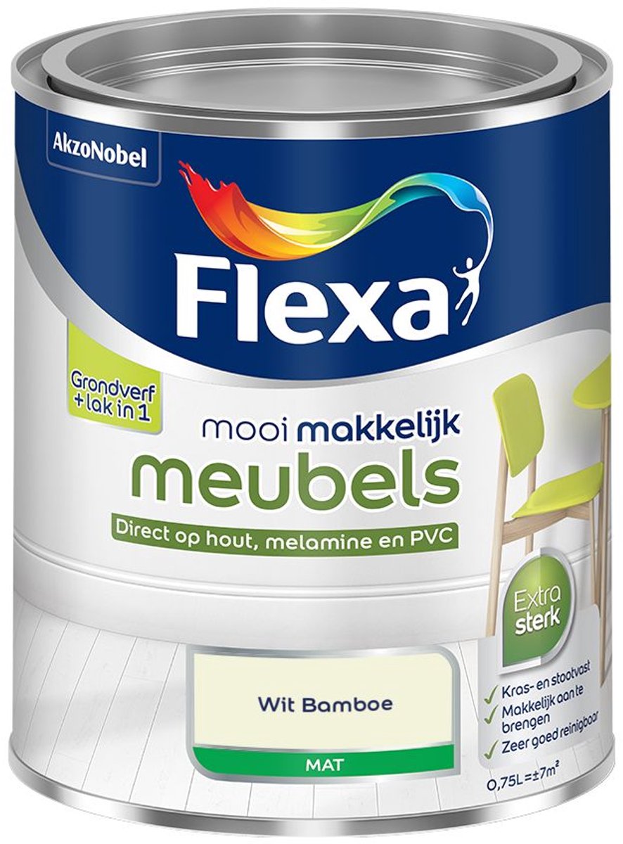 Flexa - mooi makkelijk meubels mat - Wit Bamboe - Mengverf - 0.75 L