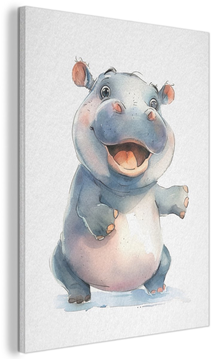 Akoestisch wandpaneel 30x40 cm - Vilt schilderij Nijlpaard - Baby dier - Dieren - Akoestische panelen - Geluidsdempende wanddecoratie - Geluidsisolatie woonkamer - Muurdecoratie geluidspanelen