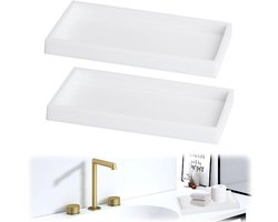 Rechthoekige badkamertrays - decoratief en functioneel - set van 2 - marmer
