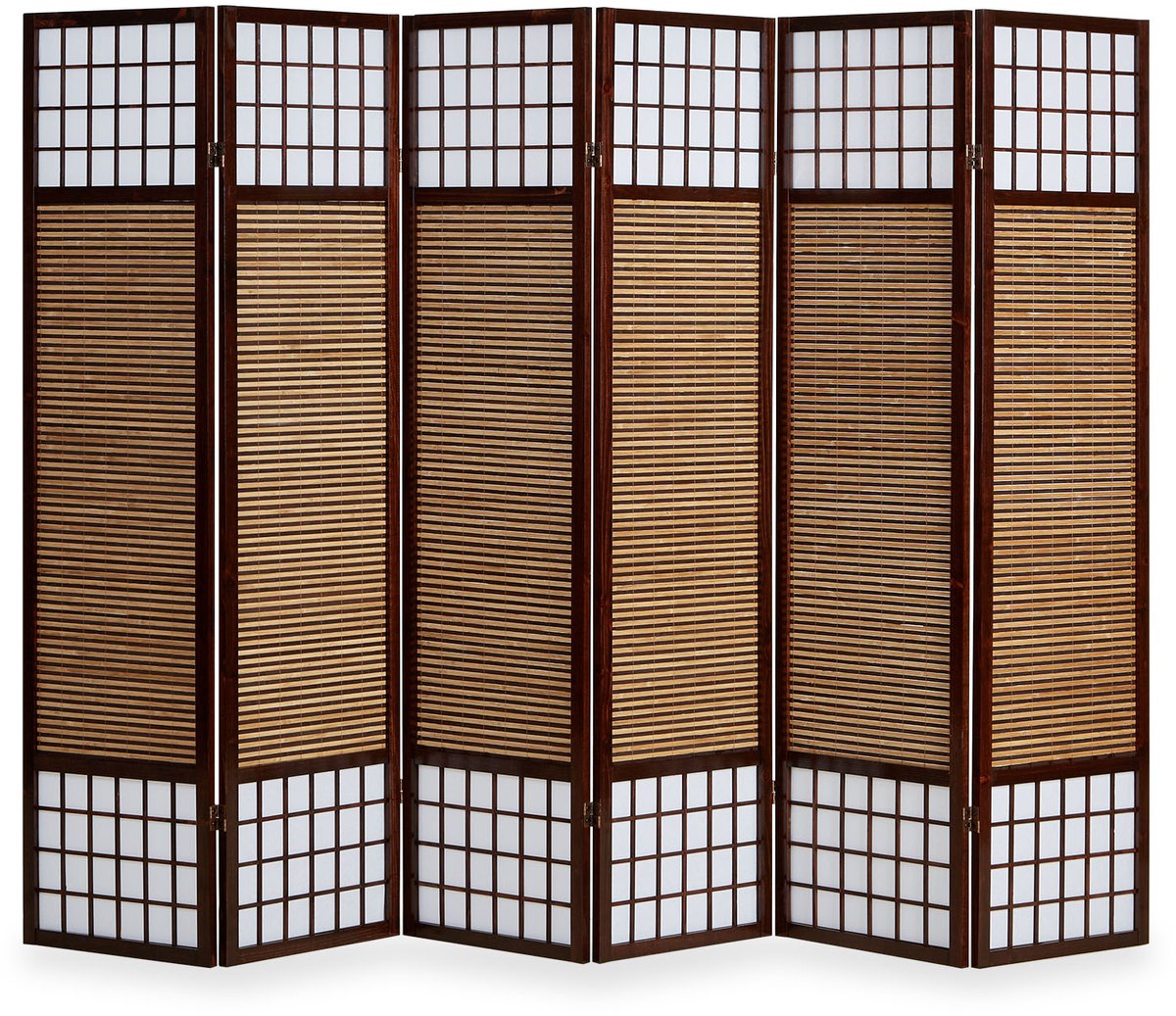 Homestyle4u Kamerscherm - 264x175 cm - bruin - 6-delig - bamboe stutten
