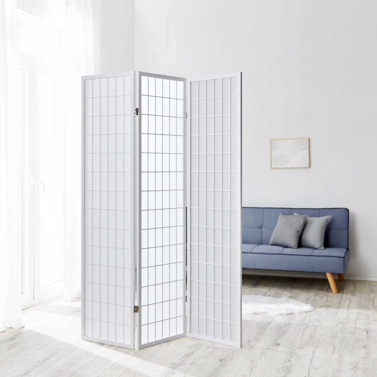 Homestyle4u Kamerscherm - 132x175 cm - wit - 3-delig - Shoji