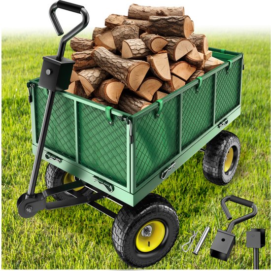tectake®- Heavy Duty bolderwagen - Transportkar XXL - Opvouwbaar, gevoerde handgreep - Draagvermogen 550 kg - Koppeling voor opzetstukken - Ideaal voor tuinieren of kamperen van Merkloos	 — afbeelding 2