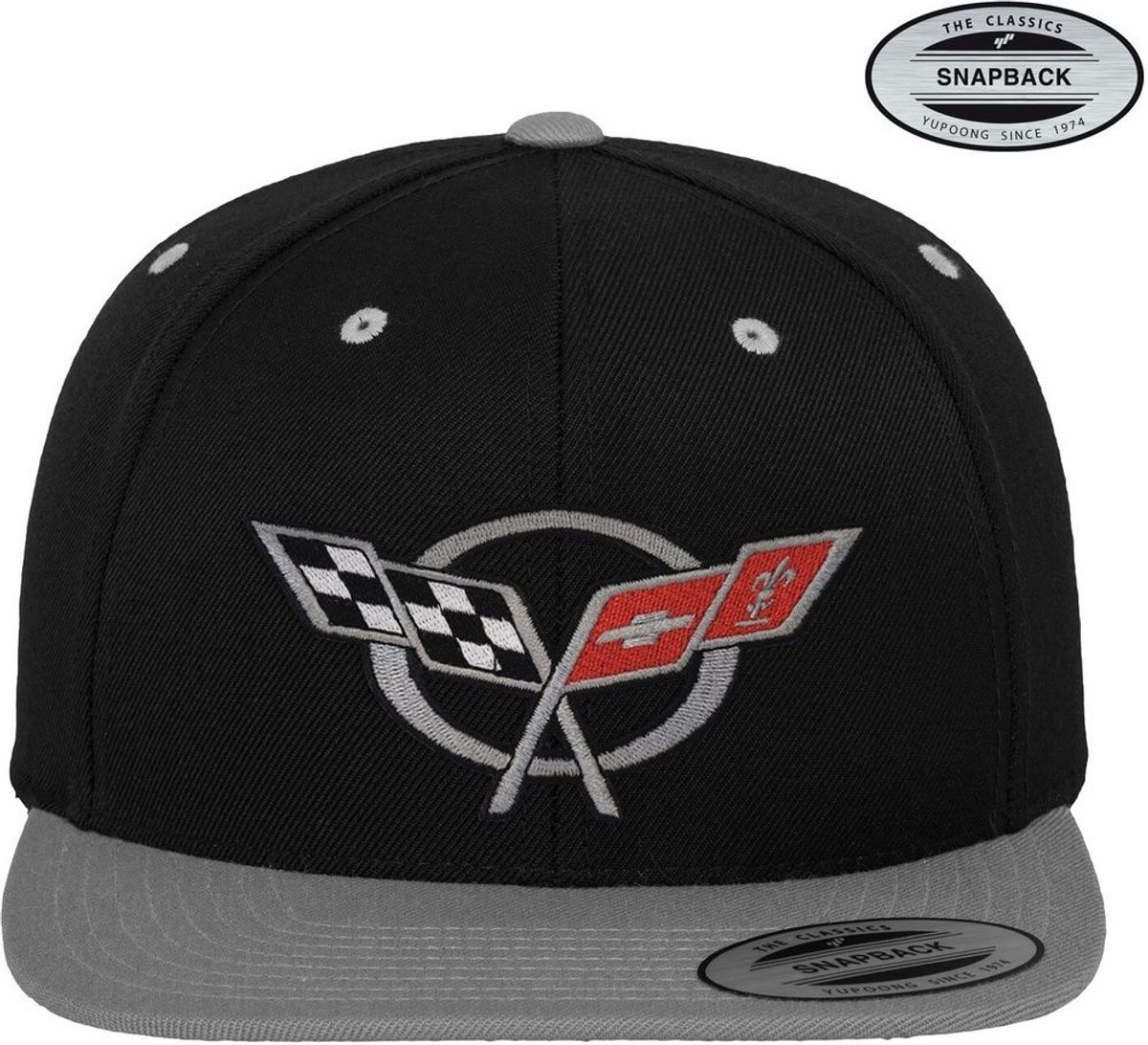Corvette Cap C5 Flags Premium Snapback Cap GM-91-CORV9902-CB63 BlackDarkGrey