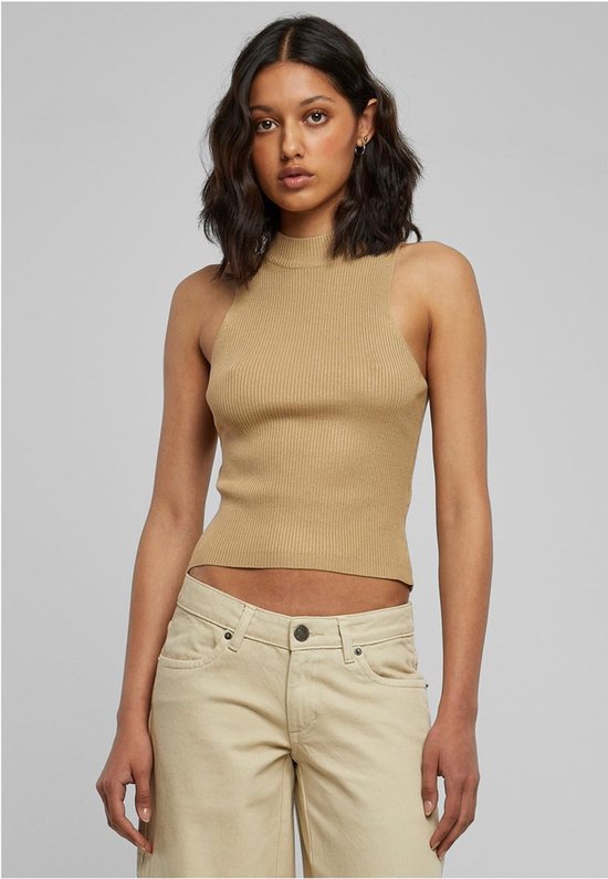 Arach&Cloz Dames Top Mouwloos Ronde Hals Sexy Tanktop Herfst Winter Basic Tops Gebreide Trui (Dunkelblau, L