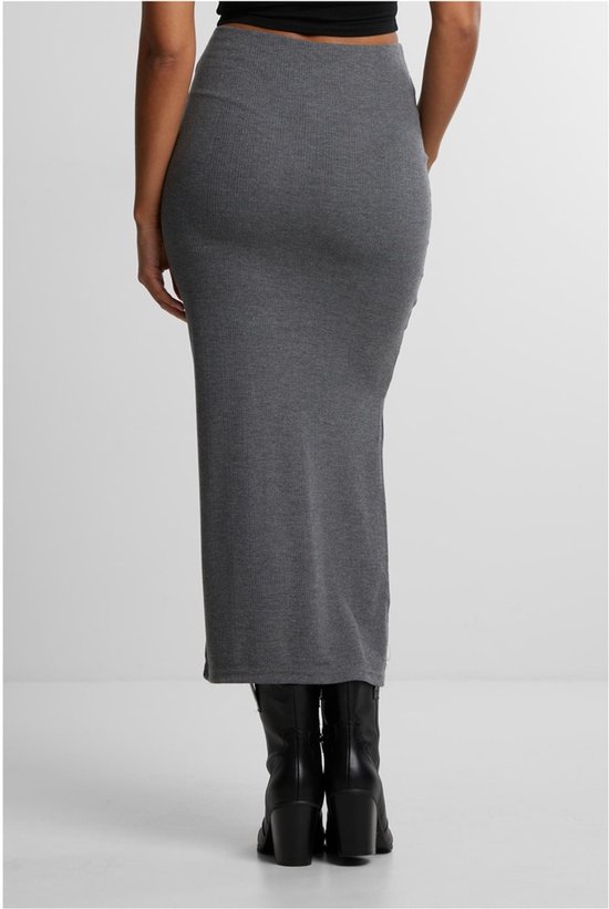 Urban Classics - Jupe longue côtelée à fente haute - XL - Grijs