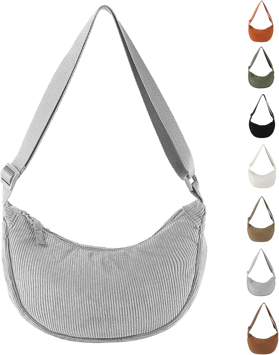 Corduroy Halve Maan Schoudertas - Verstelbare Dames Crescent Bag
