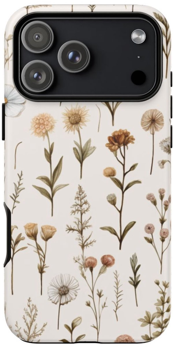 Handgetekende Wilde Bloemen en Kruiden – Telefoonhoesje Geschikt voor iPhone 17 Pro Max