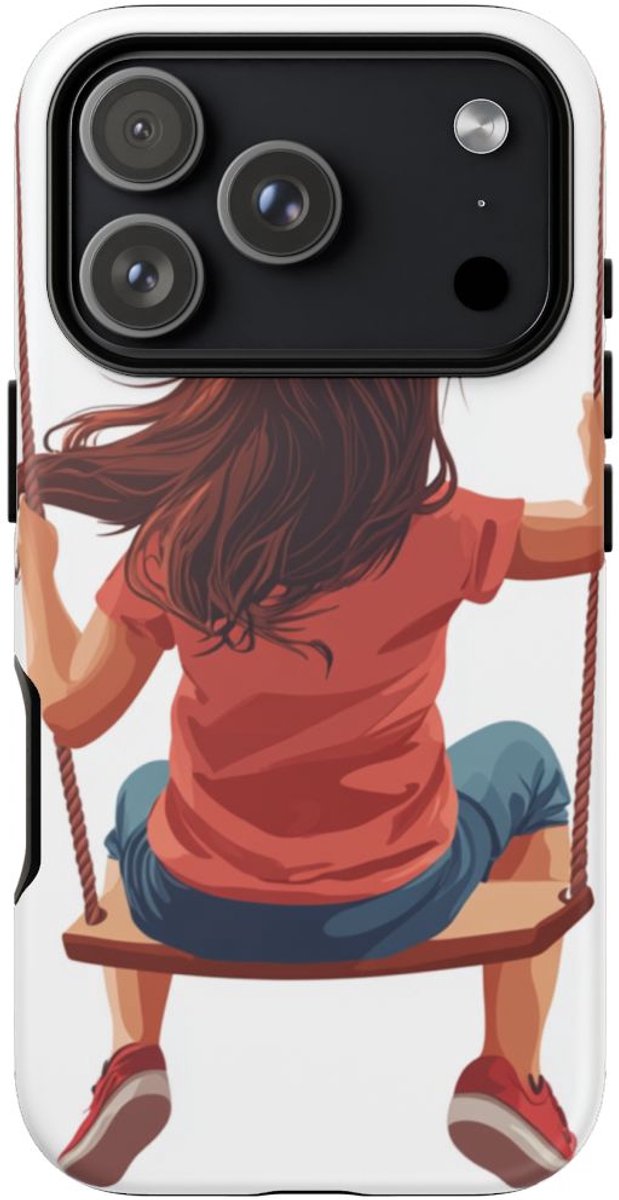 Meisje op Schommel Vectorillustratie – Telefoonhoesje Geschikt voor iPhone 17 Pro