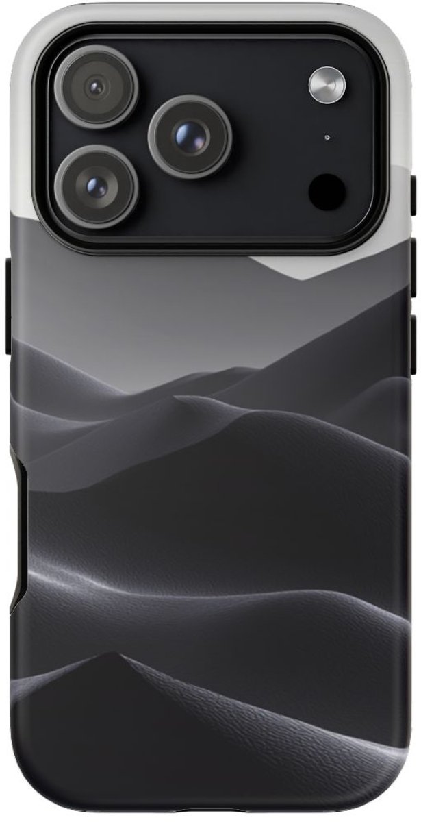 Monochroom Berglandschap – Telefoonhoesje Geschikt voor iPhone 17 Pro