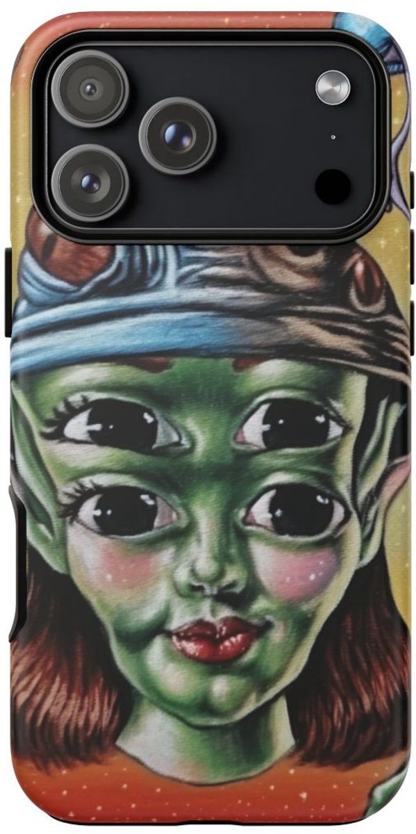 Groen Alienhoofd met Tentakelhoed – Telefoonhoesje Geschikt voor iPhone 17 Pro Max