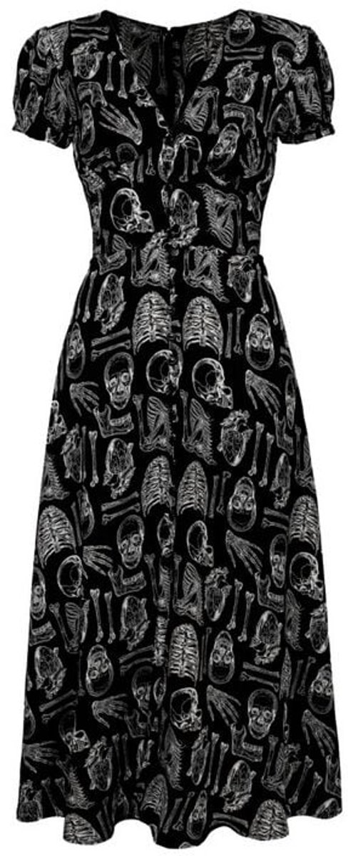 Hell Bunny Anatomy Dress Dames Maxi-jurk - zwart/wit - XL