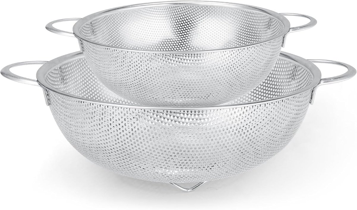 Ibenzoa® Set van 2 multifunctionele roestvrijstalen keukenzeven voor pasta en groenten