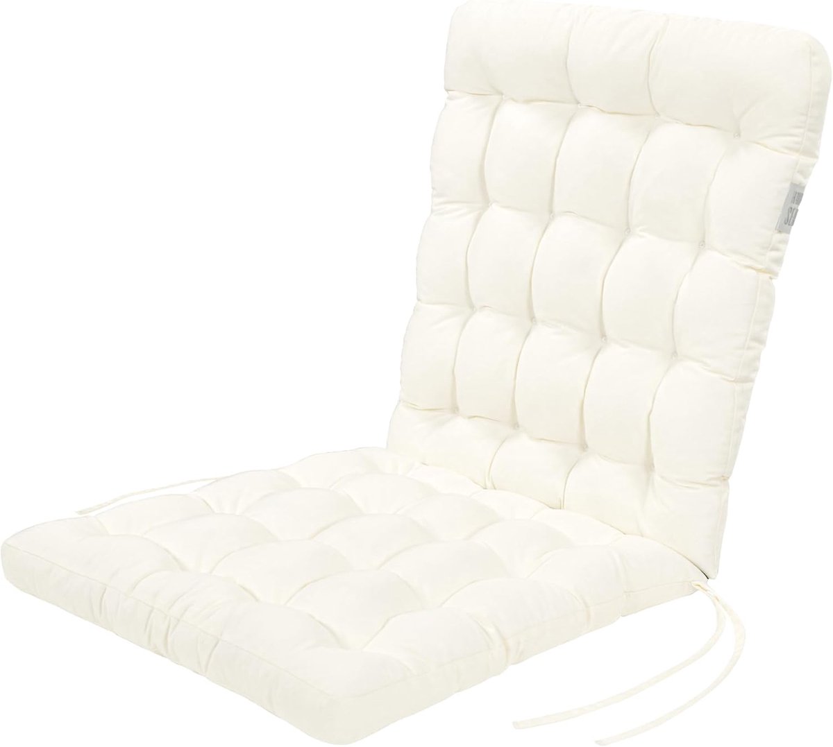 Zitkussen met Rugleuning voor Tuinstoel - Wasbaar tot 95 °C - 100 x 48 cm - Wit