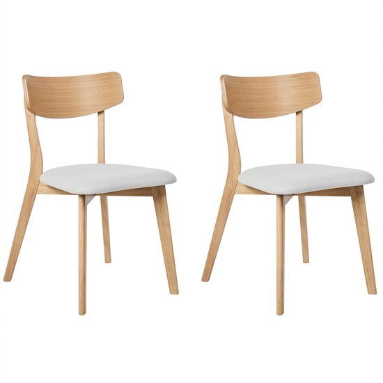 HOPE - Lot de 2 chaises de salle à manger - Grijs - Bois clair/tissu