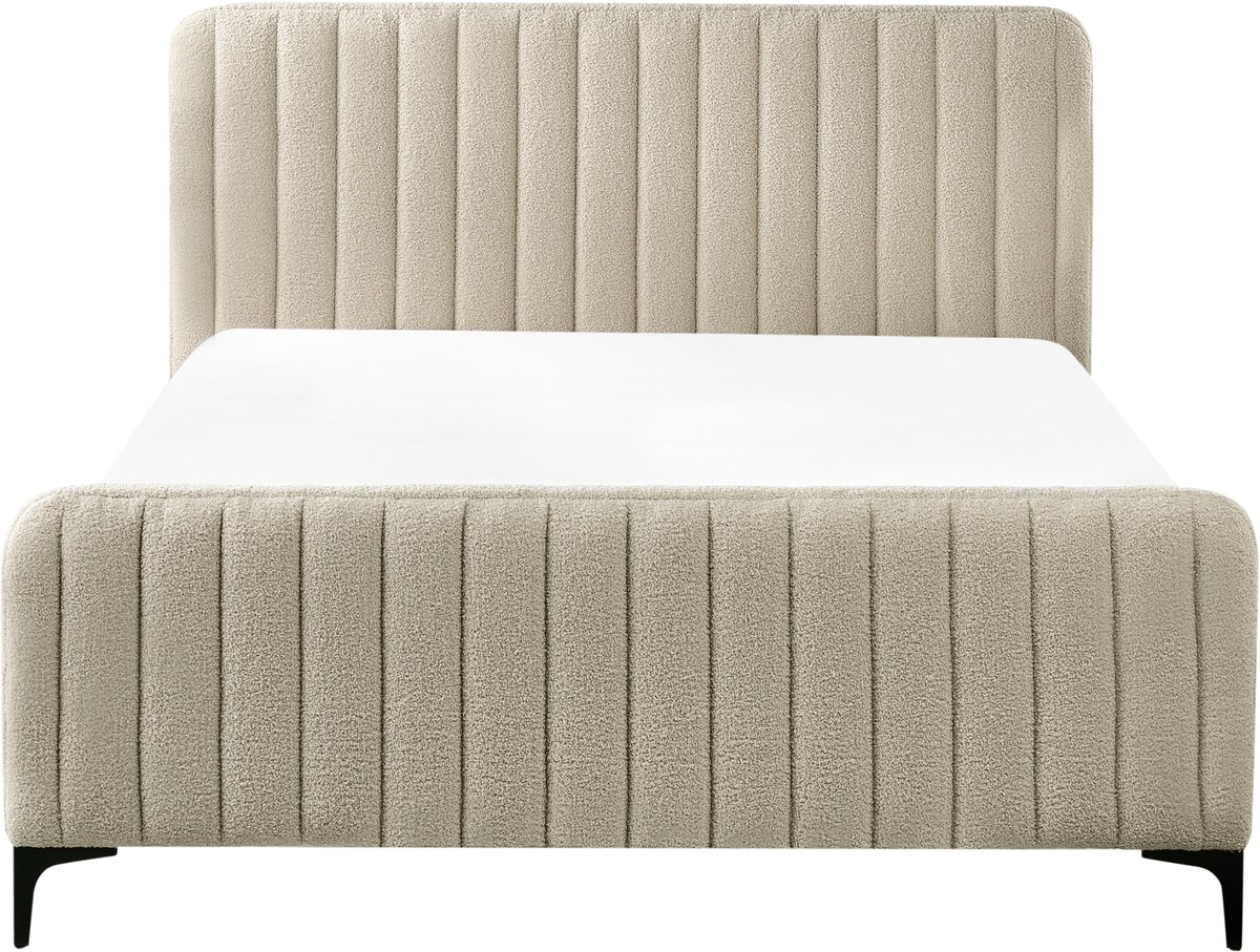 LUNAN - Tweepersoonsbed - Beige - 140 x 200 cm - Bouclé