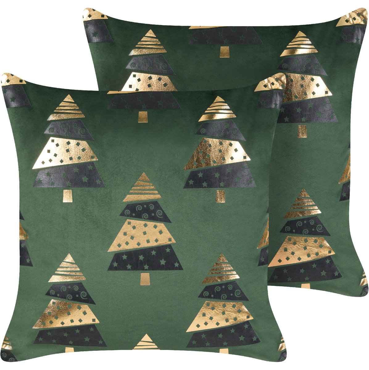 Beliani GOLDSPRUCE - Sierkussen set van 2 - Groen - Fluweel
