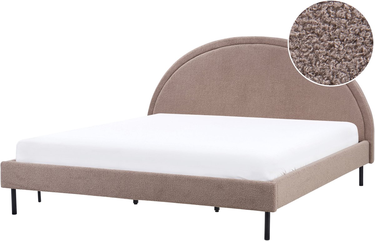 BELIANI MARGUT - Bed - Taupe - 180 x 200 cm - Bouclé