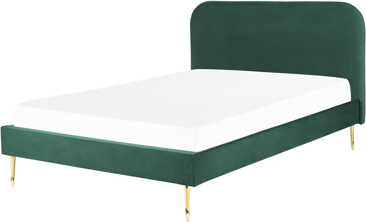 FLAYAT - Tweepersoonsbed - Smaragdgroen - 140 x 200 cm - Fluweel
