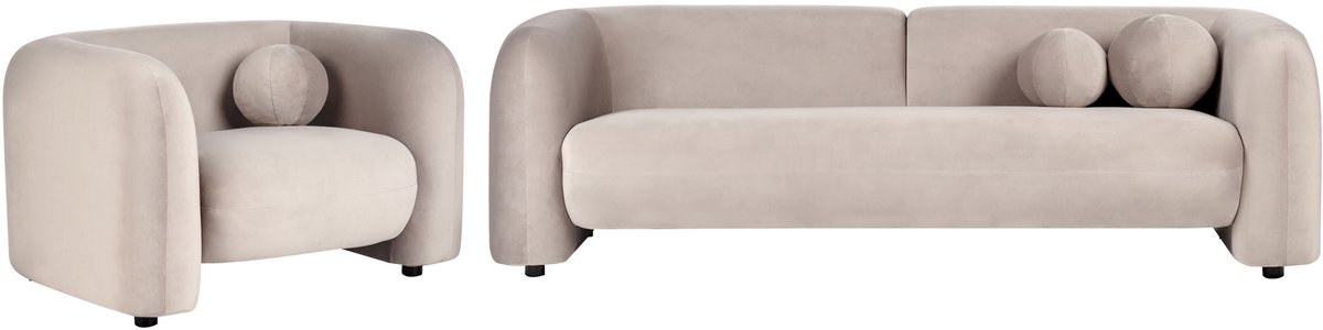 LEIREN - Bankenset 4-zits - Taupe - Fluweel