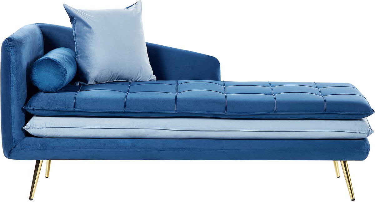 Beliani GONESSE - Chaise longue - Marineblauw - Fluweel