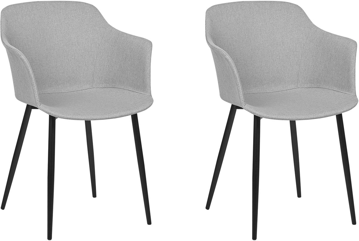 ELIM - Eetkamerstoel set van 2 - Lichtgrijs - Polyester