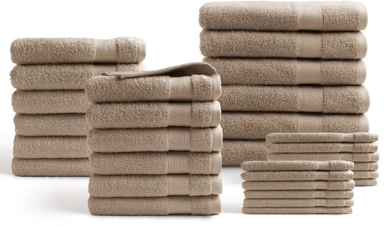 Ensemble de serviettes 30 pièces - Hotel Collection - 100% coton 500 GSM - taupe