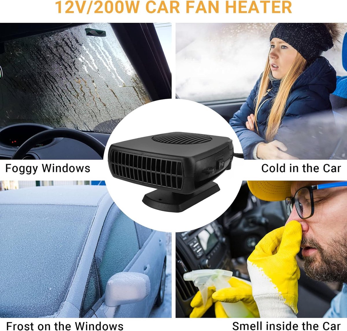 Jaaduem Autoverwarming, 2-in-1 voorruitventilator voor auto's, 12 V, 150 W, snelle verwarming, ontdooien, ontwaseming voor alle auto's, draagbare autoverwarming Jaaduem Autoverwarming, 2-in-1 voorruitventilator voor auto's, 12 V, 150 W, snelle verwarming, ontdooien, ontwaseming voor alle auto's, draagbare autoverwarming