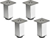 4 stuks SOTECH meubelpoten ZULU 38 x 38 x 100 mm gepolijst chroom, belastbaar tot 100 kg per voet, vitrinekastvoeten bankvoeten kastvoeten