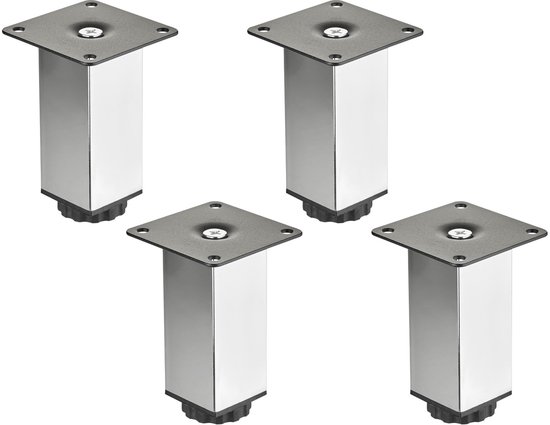 Foto: 4 stuks sotech meubelvoeten zulu 38 x 38 x 100 mm gepolijst chroom belastbaar tot 100 kg per voet vitrinekastvoeten bankvoeten kastvoeten