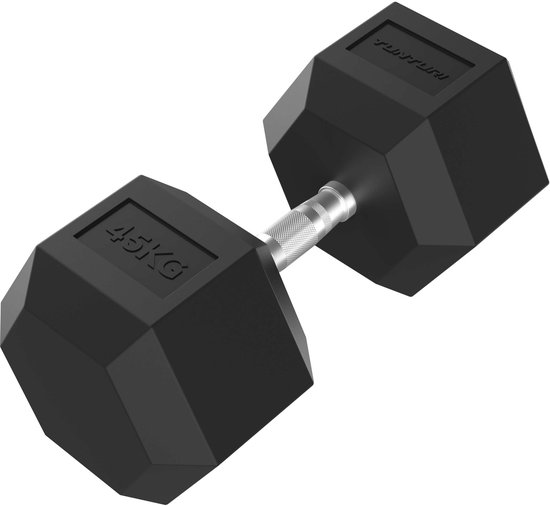 Tunturi Platinum Hexa Dumbbell - Rubber - 1x 32.5kg - Zwart
