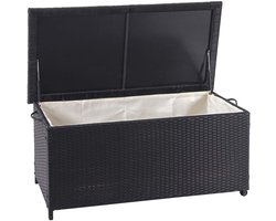 Poly-rattan kussenbox MCW-D88, tuinkist kussenbox kist ~ Premium zwart, 51x100x50cm 170l
