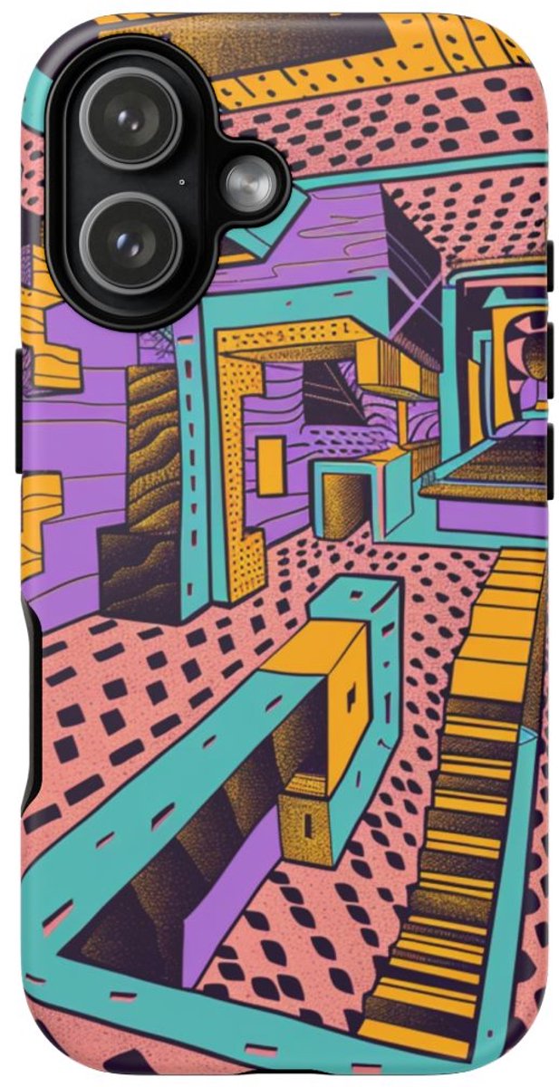 Geometrisch Abstract Patroon met Dieptewerking – Telefoonhoesje Geschikt voor iPhone 17