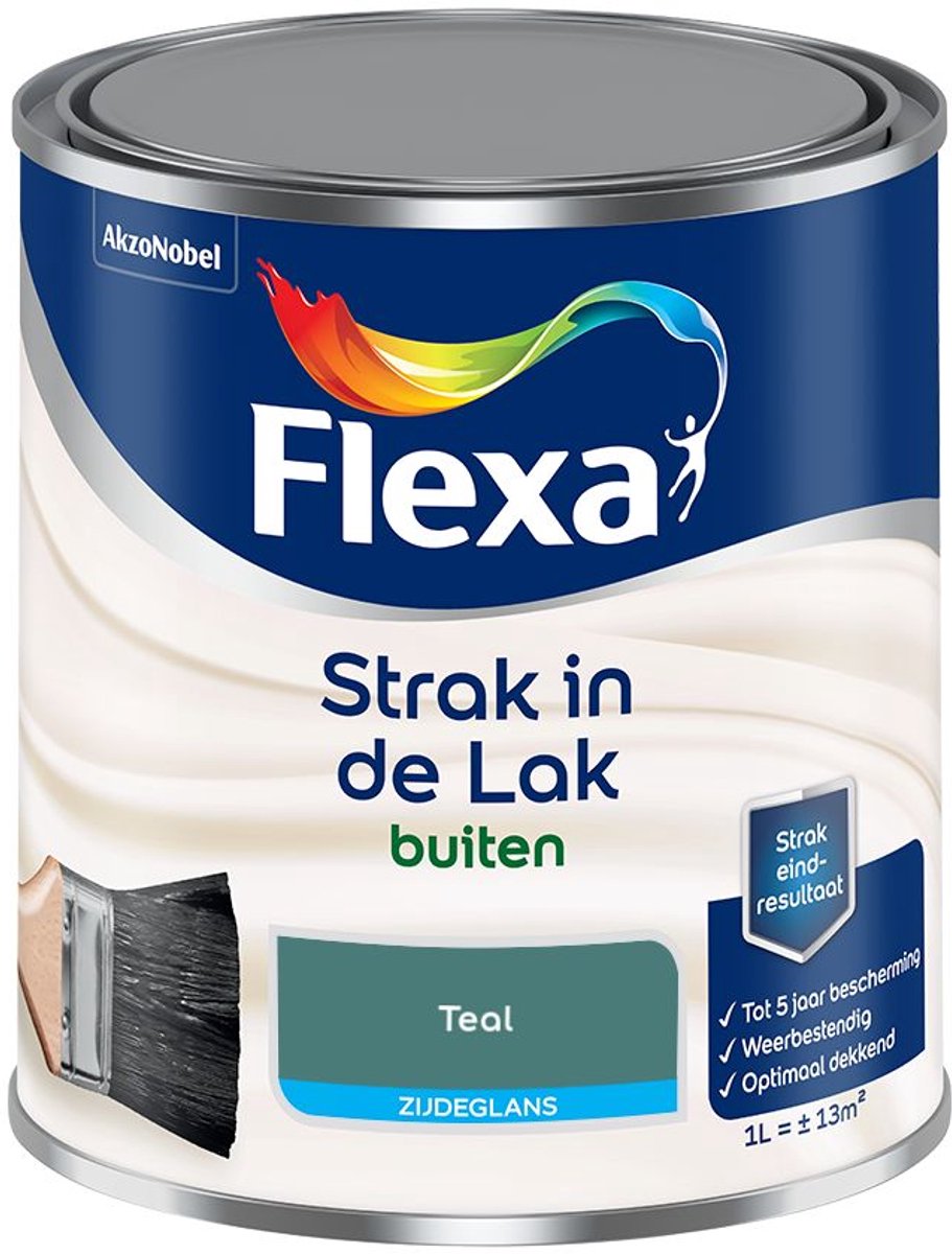 Flexa - Strak in de Lak Buitenlak Zijdeglans - Teal - Mengverf - 1 L