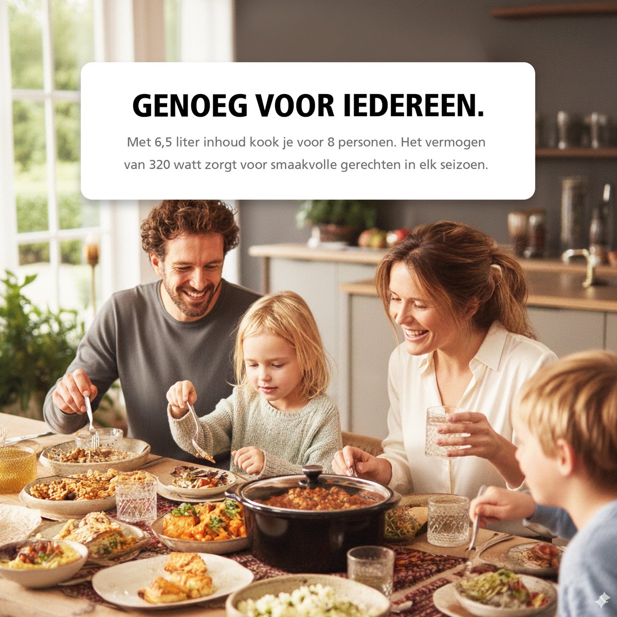 Brabantia Slowcooker - 6.5 Liter - 320 Watt - Warmhoudfunctie - Keramische Binnenpan - Zwart - BBEK1083MB – foto 8