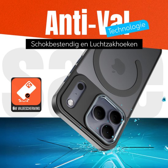 Coque My Case Zwart compatible avec iPhone 17 Pro et MagSafe – Fine, résistante et résistante aux chocs