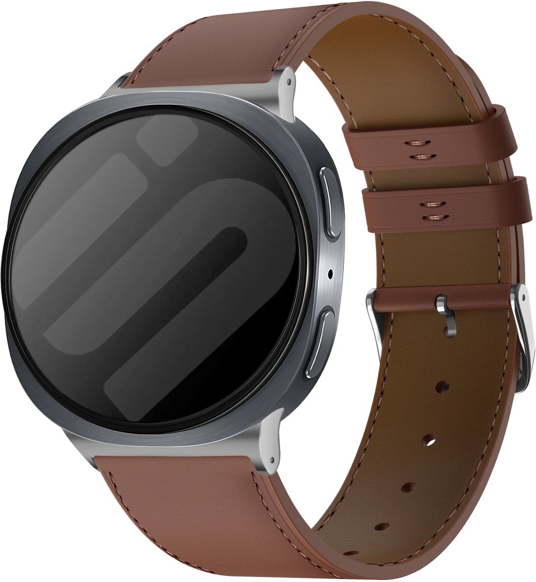 Strap-it Leren band - Bandje leer met gespsluiting - geschikt voor Samsung Galaxy Watch 8 - 40mm / Galaxy Watch 8 - 44mm / Galaxy Watch 8 Classic (bruin)