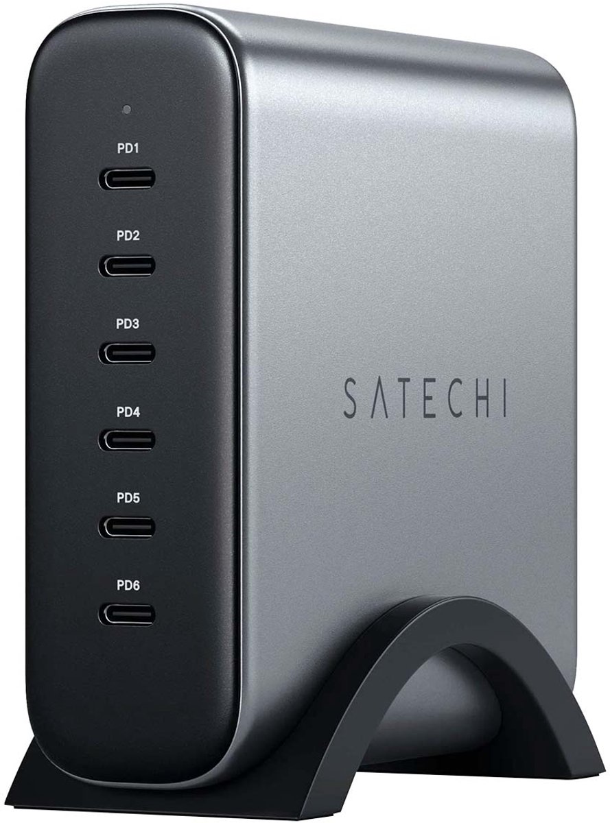 Satechi 200W USB-C 6-port gan charger - geschikt voor MacBook - Grijs