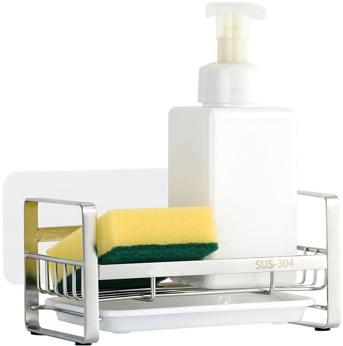 Keukengootsteen Caddy Organizer RVS Sponsborstel Zeepdispenser Houder