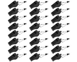 Fluitjes, 24 stuks plastic sportfluitjes met koord, luid klinkende fluitjes, perfect voor coaches, scheidsrechters en officials