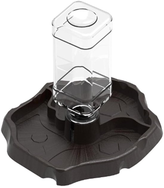 TRANKIELO® - Huisdier Voeder voor Reptielen – 2-in-1 Automatische Dispenser – Geschikt voor Schildpadden, Gekko's, Slangen, Kikkers – Duurzaam en Veilig – Donkerbruin