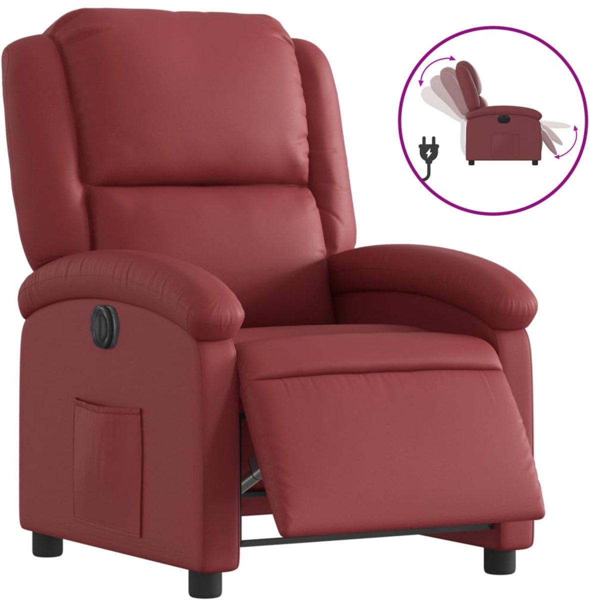 vidaXL Fauteuil - verstelbaar - elektrisch - kunstleer - wijnrood